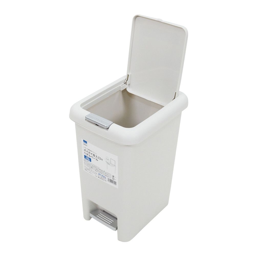 いちいち踏まなくていい ポイポイ投入口付きペダルペール, ホワイト（10L）, 10L
