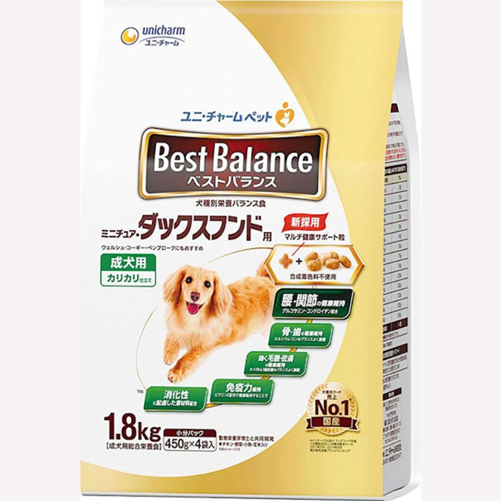 ユニチャーム　ベストバランス　ダックス　1．8ｋｇ, ダックスフンド, 450g&times;4袋