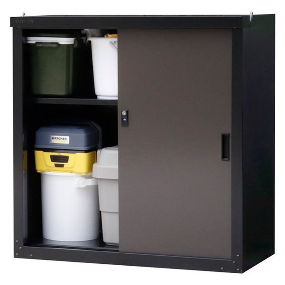 グリーンライフ 家庭用収納庫　HS-83(BK/AGY)【メーカー直送・代引不可】, ブラック／アッシュグレー, 外寸/(約）幅89×奥行き47×高さ83cm