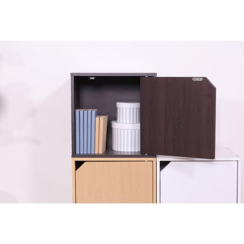 キューブボックス　扉付【メーカー直送 代引不可】, ブラウン, 1段
