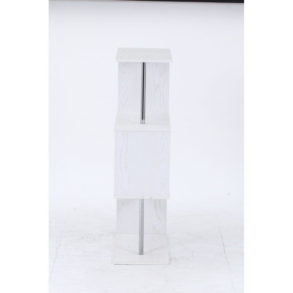 不二貿易 Ｓ字型ディスプレイラック３段　オーク　ＷＨ【メーカー直送・代引不可】, ホワイト, 幅600mm×奥行290mm×高さ1086mm