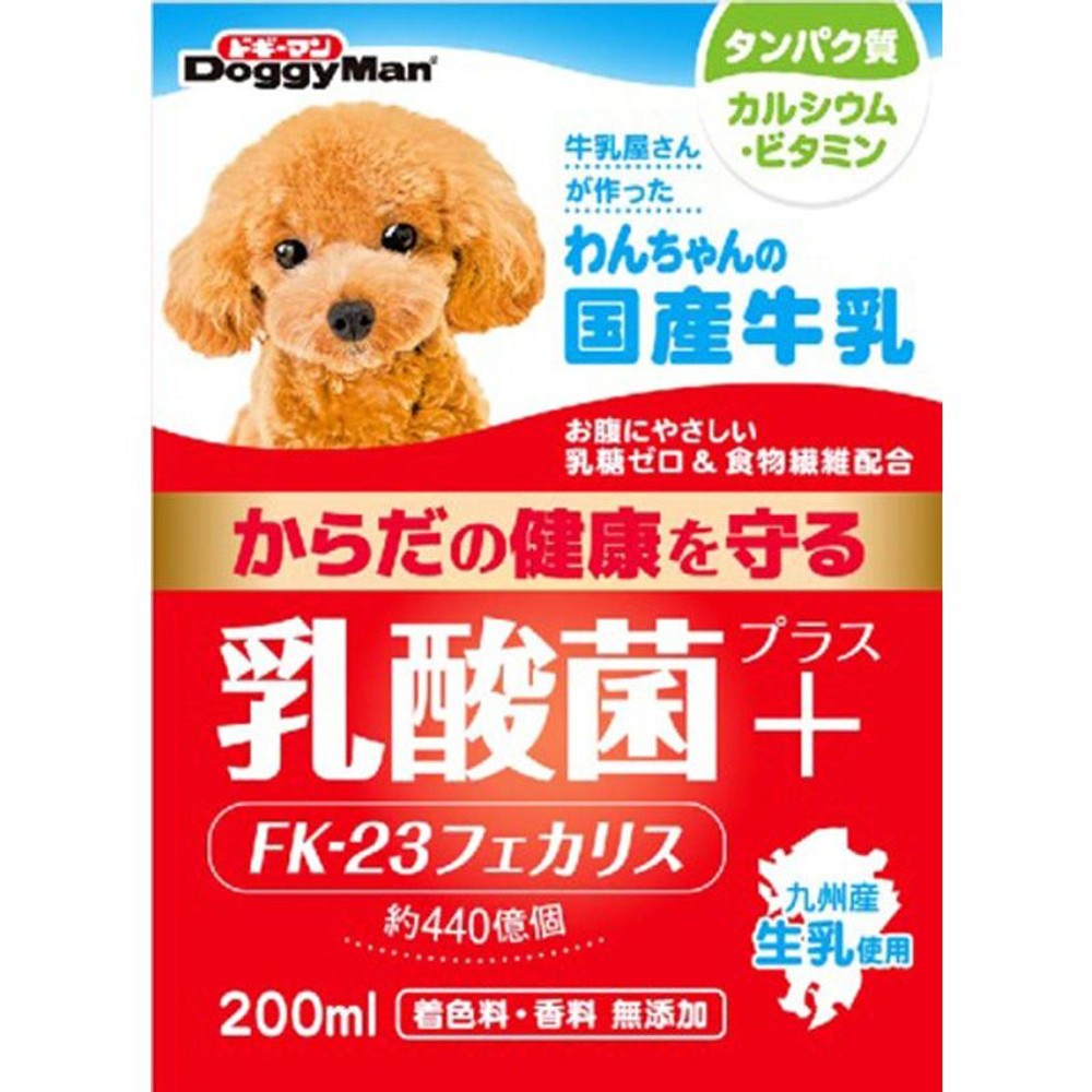 ドギーマン　わんちゃんの国産牛乳　乳酸菌プラス　200ｍｌ, ワンちゃん用, 200ml