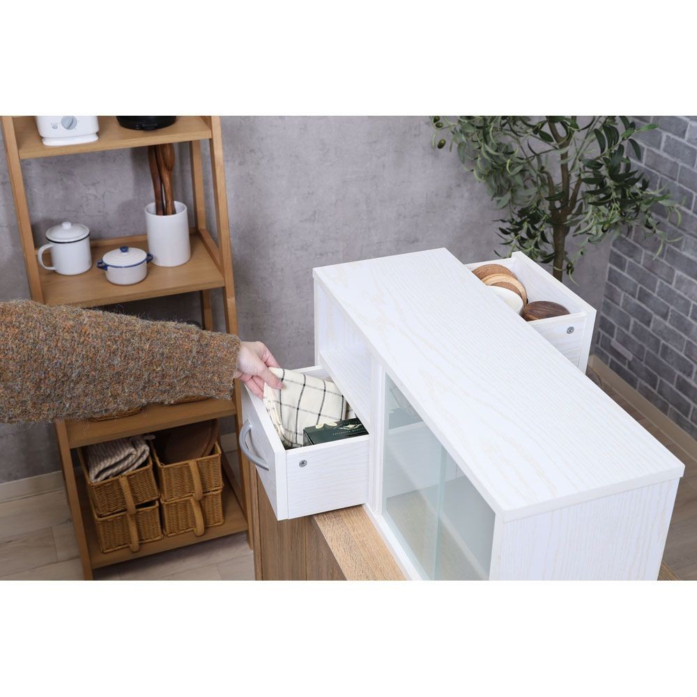 不二貿易 カウンター上収納ラック　６０幅　オークＷＨ【メーカー直送・代引不可】, ホワイト, 幅600mm&times;奥行265mm&times;高さ290mm