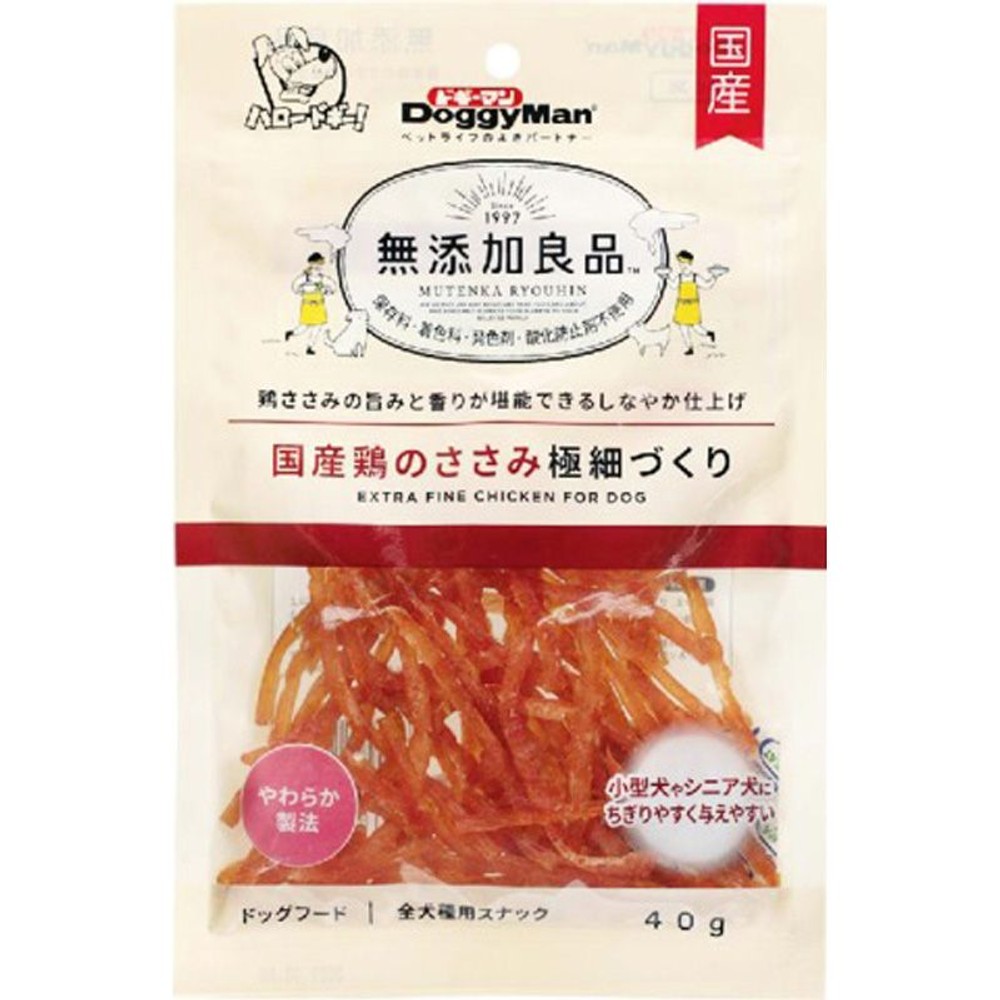 ドギーマン　無添加良品 国産鶏ささみ 極細づくり　40ｇ, 鶏ささみ 極細づくり, 40g