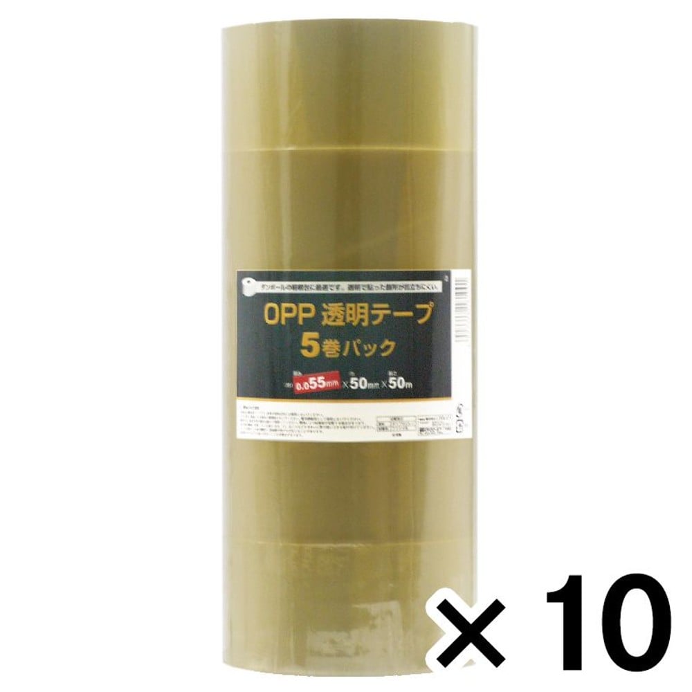 ＯＰＰ透明テープ 巾50ｍｍ&times;長さ50ｍ 5巻パック &times;10個セット, その他カラー１, その他サイズ１