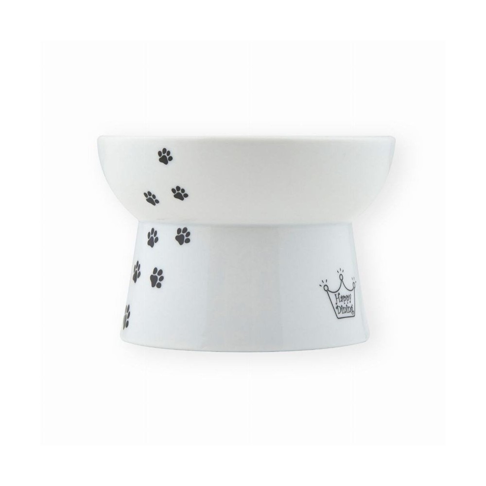 猫壱　脚付フードボウル　シリコン付き　猫柄, ホワイト　猫柄, 幅110&times;奥行110mm