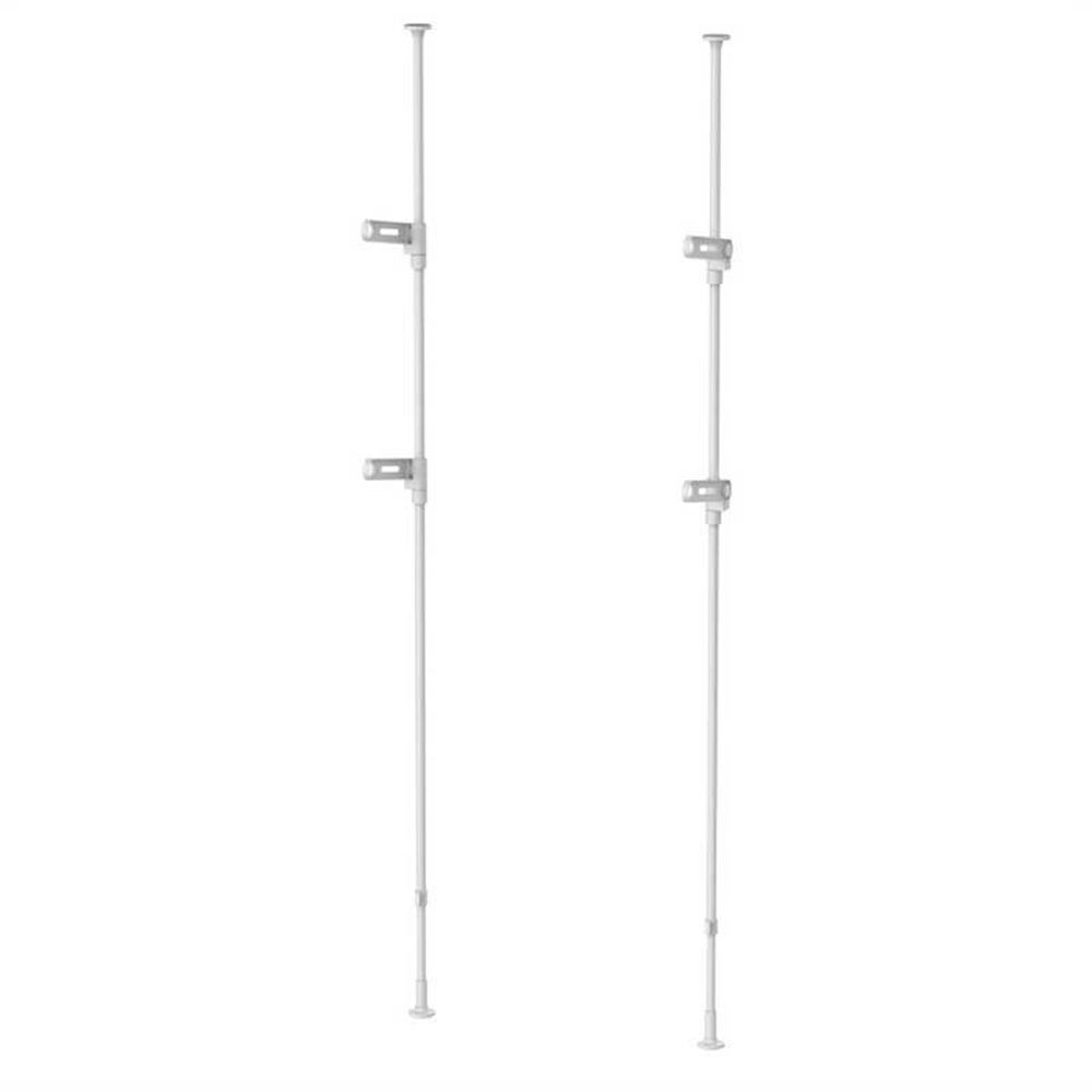 平安伸銅 室内つっぱり竿受け2段 マットホワイト, ホワイト, 奥行300mm&times;高さ1900〜3000mm