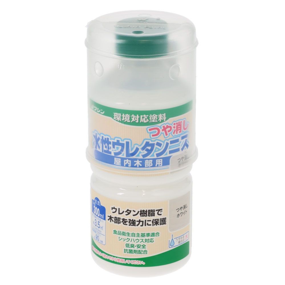 水性ウレタンニス　300mL　つや消しホワイト, つや消しホワイト, 300ml