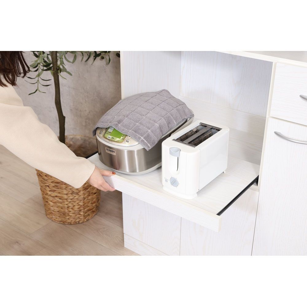 不二貿易 ハイキッチンボード　１８０＊９０　オークＷＨ【メーカー直送・代引不可】, ホワイト, 幅885mm&times;奥行398mm&times;高さ1800mm