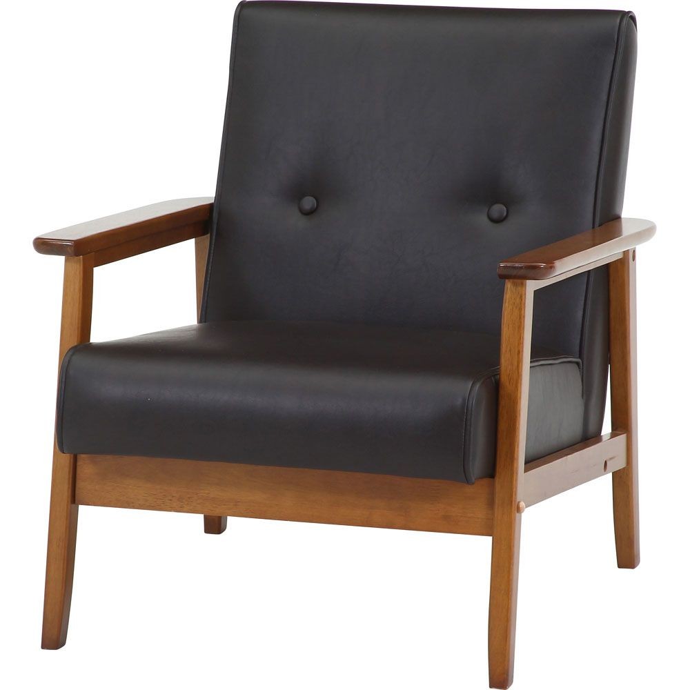 不二貿易 バイキャストＰＵソファ　ミート　１Ｐ　ＤＢＲ【メーカー直送・代引不可】, ダークブラウン, 幅640mm&times;奥行720mm&times;高さ700mm