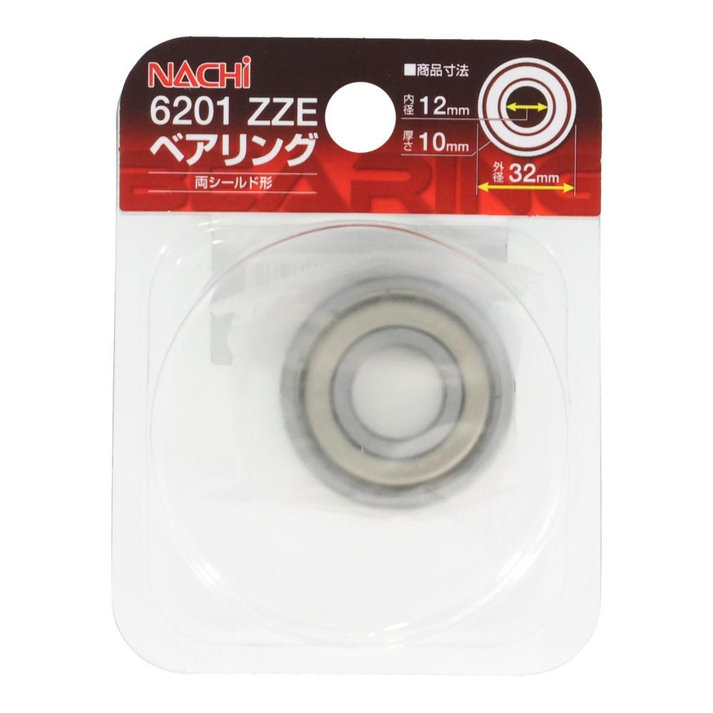 ナチ　ベアリング　内径１２ｍｍ　外径３２ｍｍ　6201　ＺＺＥ, シルバー, 6201‐ZZE