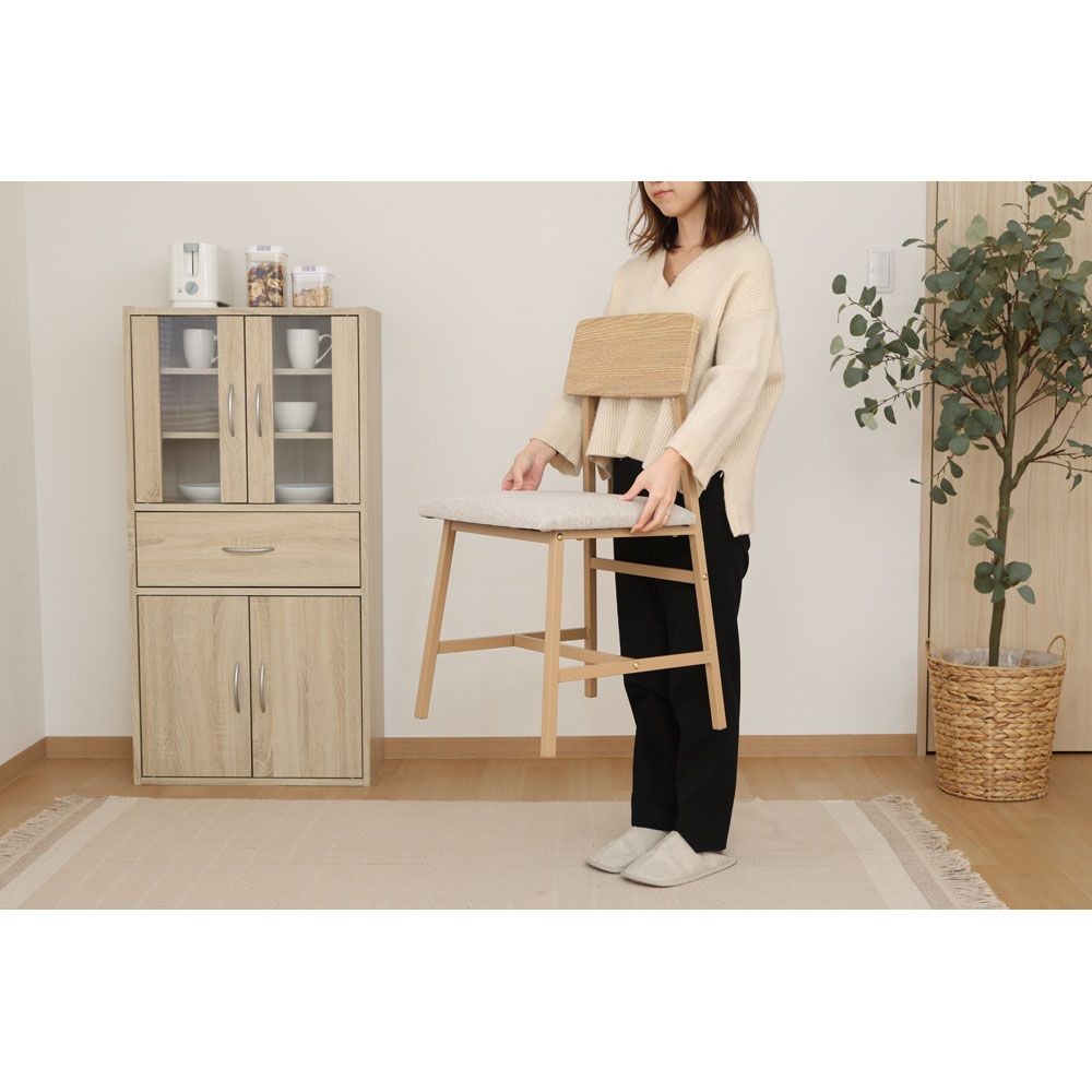 不二貿易 マリー　ダイニングセット３点　ベージュカラー【メーカー直送・代引不可】, ベージュ, 幅700mm&times;奥行700mm&times;高さ720mm