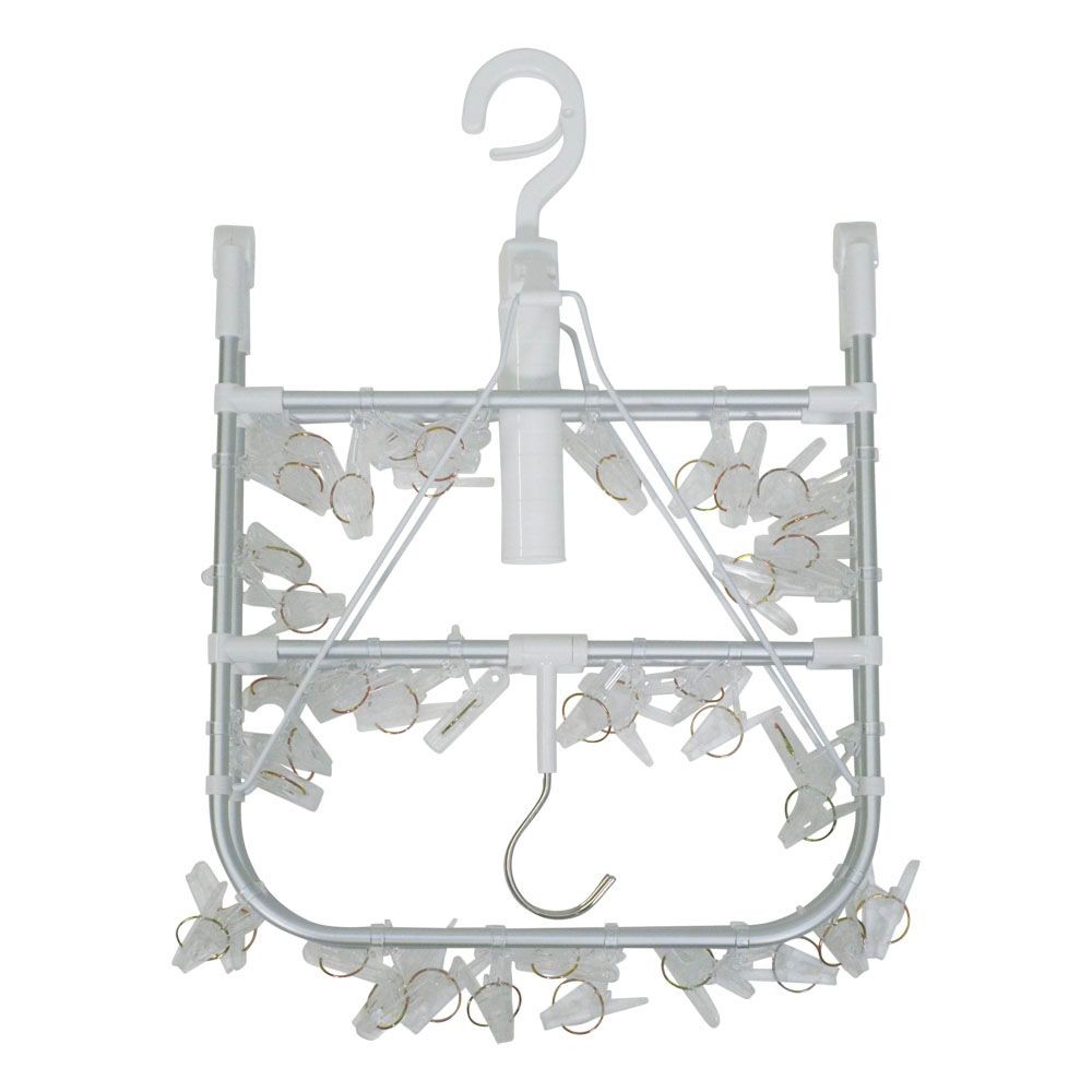 WIZ'A ウィザ ハンドル付アルミ洗濯ハンガー４０ピンチ, ホワイト, 40P