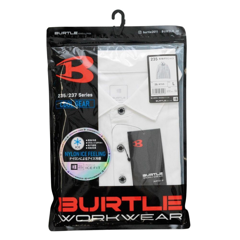 BURTLE（バートル） 235 長袖シャツ, ホワイト, Mサイズ