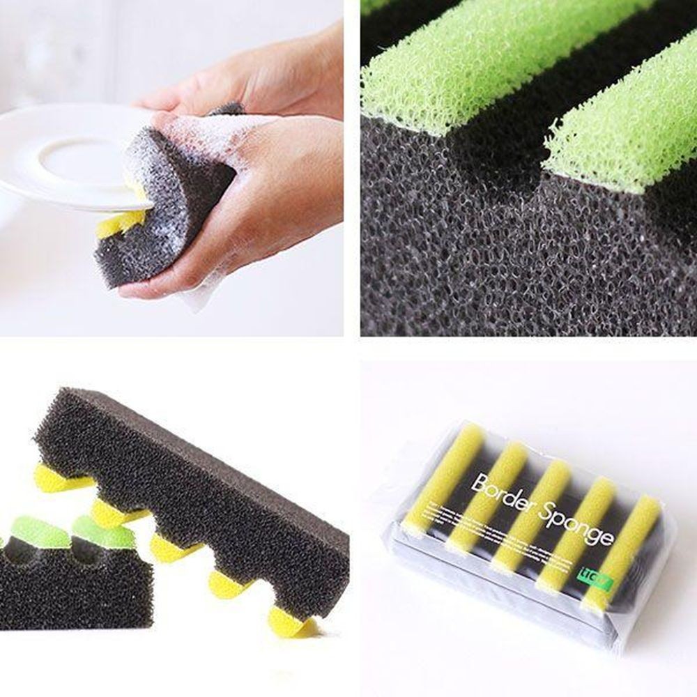 ティディ tidy ボーダースポンジ イエローブラック, イエローブラック, 幅115mm&times;奥行65mm&times;高さ35mm