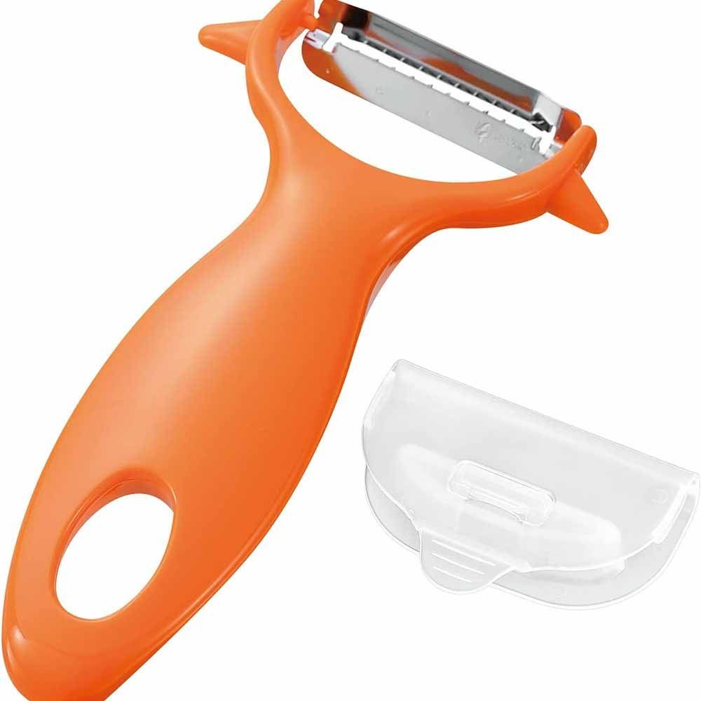 下村工業 フルベジ キンピラピーラー カバー付き FV-667, オレンジ, FV-667