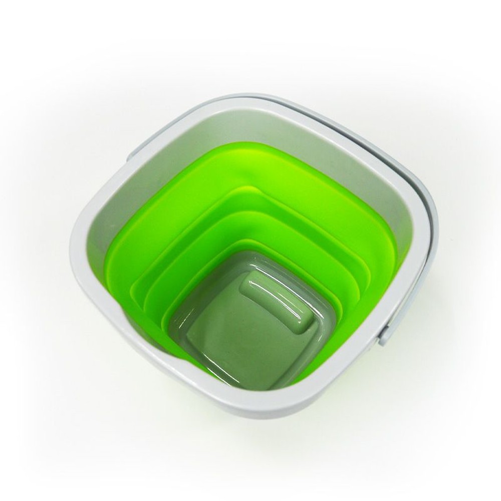 コンパクトに折りたためるソフトバケツ, グリーン, 5.0L