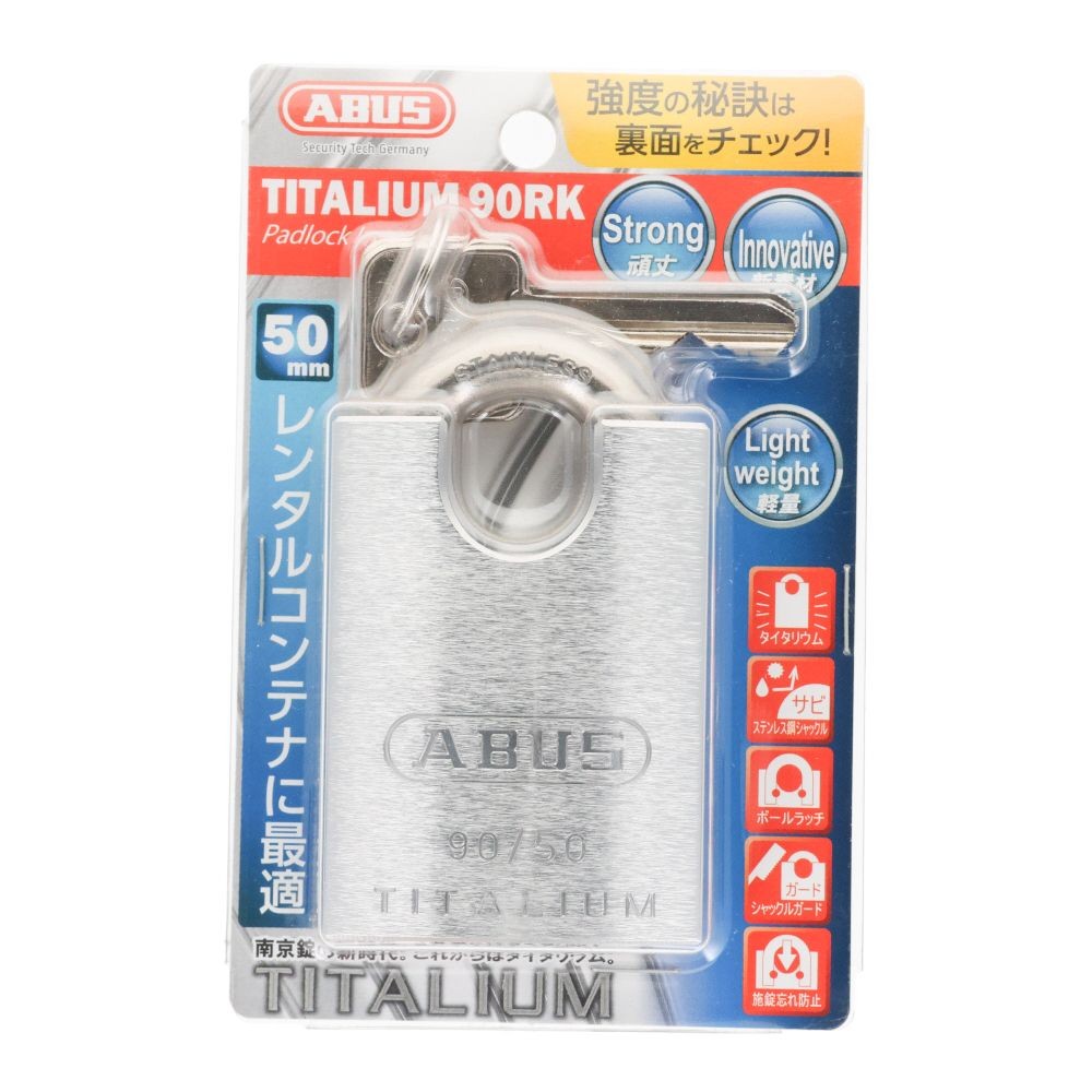ABUS 南京錠 タイタリウム シャックルガードタイプ 50mm, タイタリウム, 1個入り