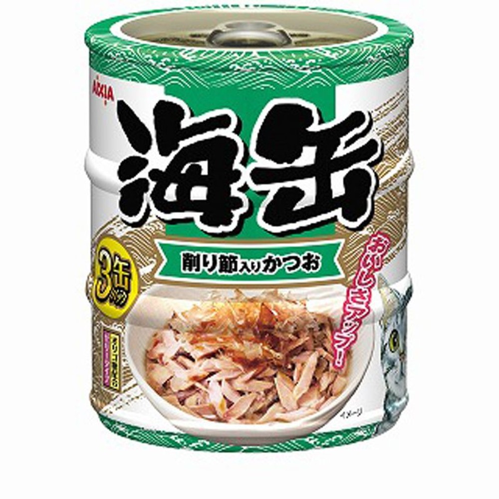 アイシア　海缶ミニ3Ｐ　削り節入りかつお　180ｇ, 削り節入りかつお, 60g&times;3缶