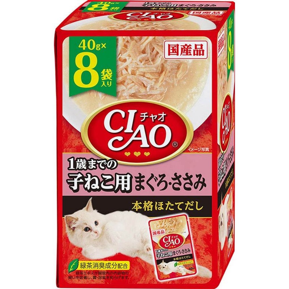 ＣＩＡＯパウチ　１歳までの子ねこ用まぐろささみ　４０ｇ×８Ｐ, -, 40g