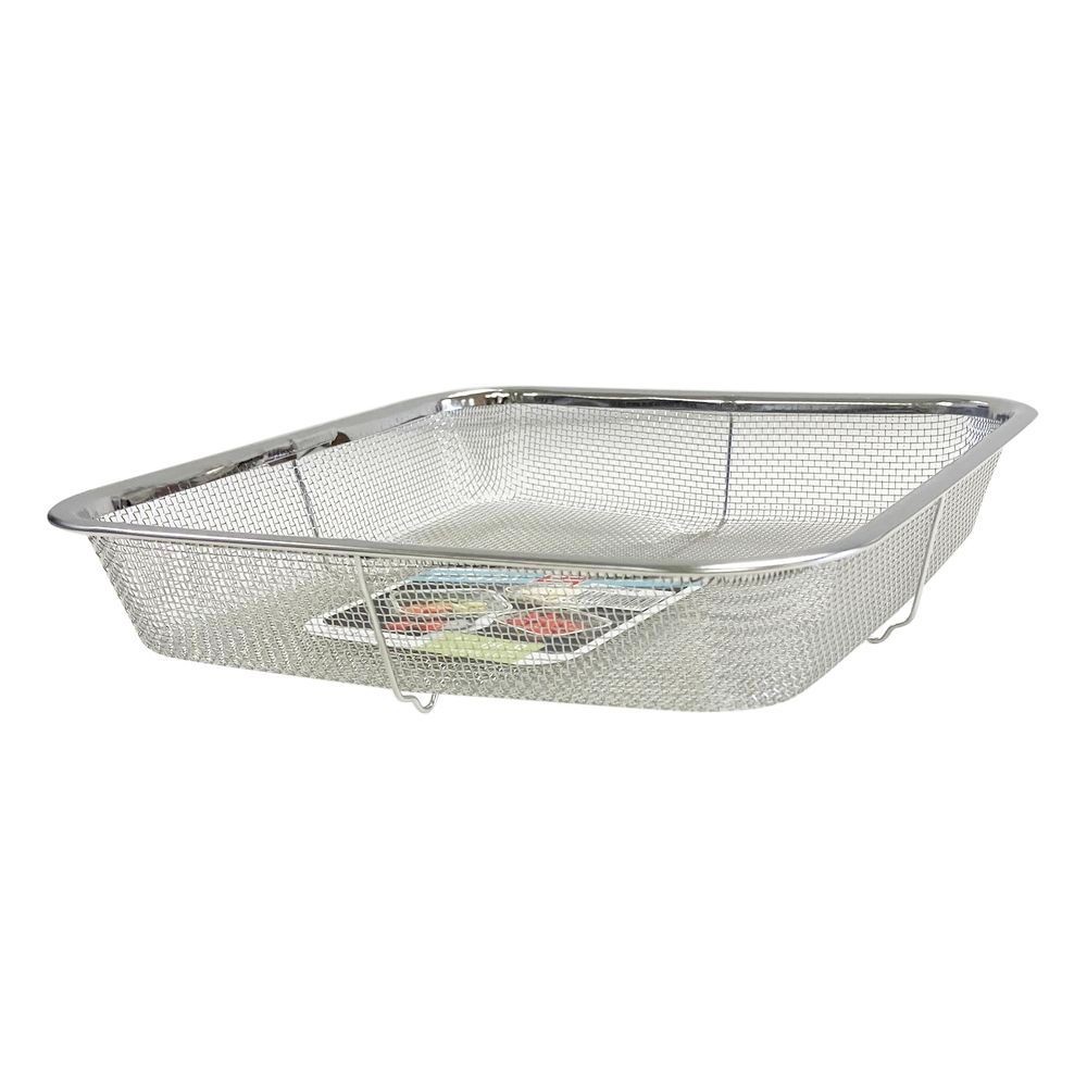 ミネックスメタル（MINEX METAL） ステンレス製　ミニ角ざる　浅型　２２ｃｍ V-419, ステンレス, 22cm