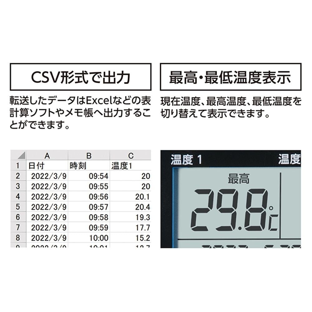 デジタル温度計 I データログ機能付 隔測式ツインプローブ 防塵防水, 73126, 湿度計