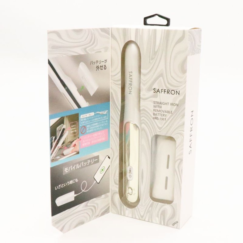 SAFFRON　バッテリーが外せるストレートアイロン　ホワイト, ホワイト, HRS-1911