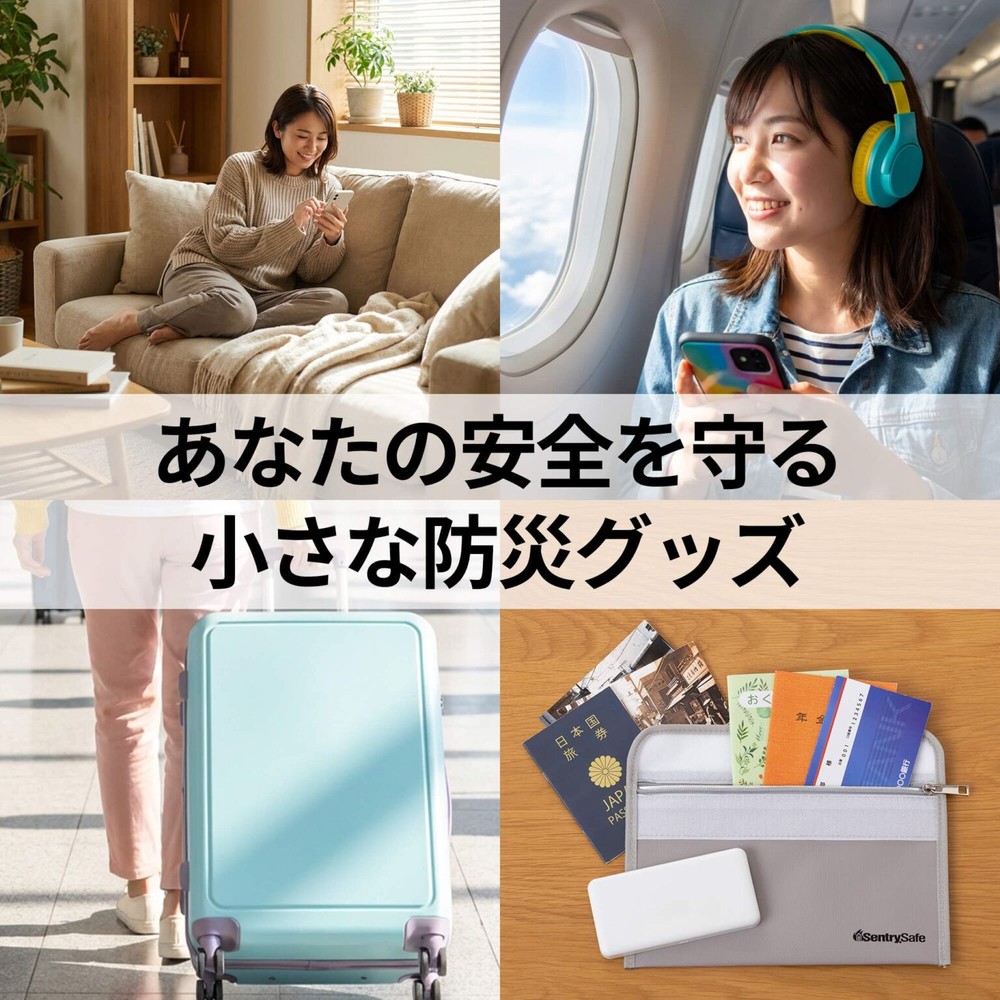 セントリー 耐火バッグ 耐水 あんしんポーチ Mサイズ, グレー, 幅270&times;高さ160mm