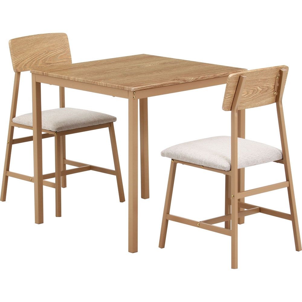 不二貿易 マリー　ダイニングセット３点　ベージュカラー【メーカー直送・代引不可】, ベージュ, 幅700mm&times;奥行700mm&times;高さ720mm