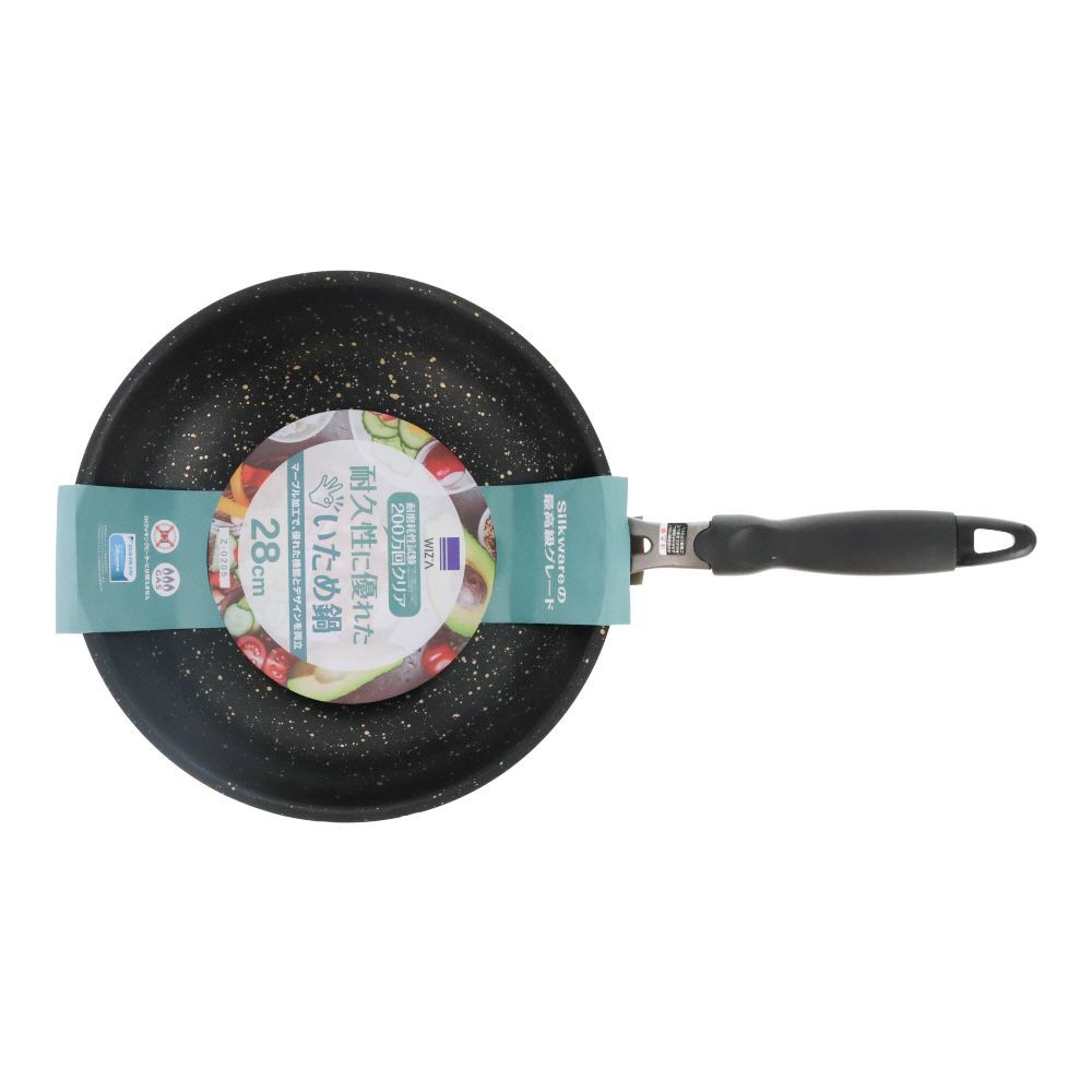 WIZ'A ウィザ　耐久性に優れた炒め鍋　２８ｃｍ, ブラック, 28cm