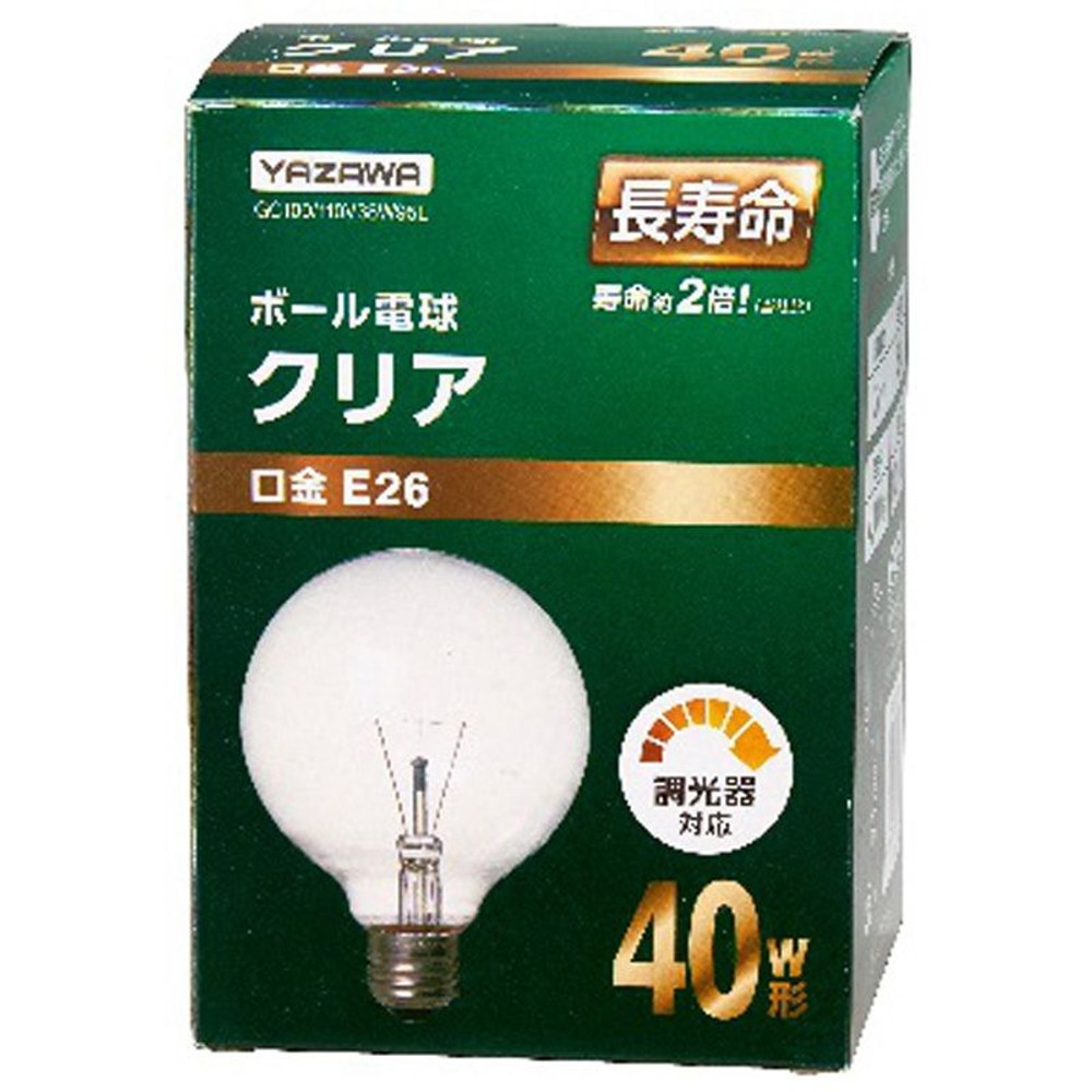 ヤザワ長寿命ボール40Ｗ, クリア, E26 40W
