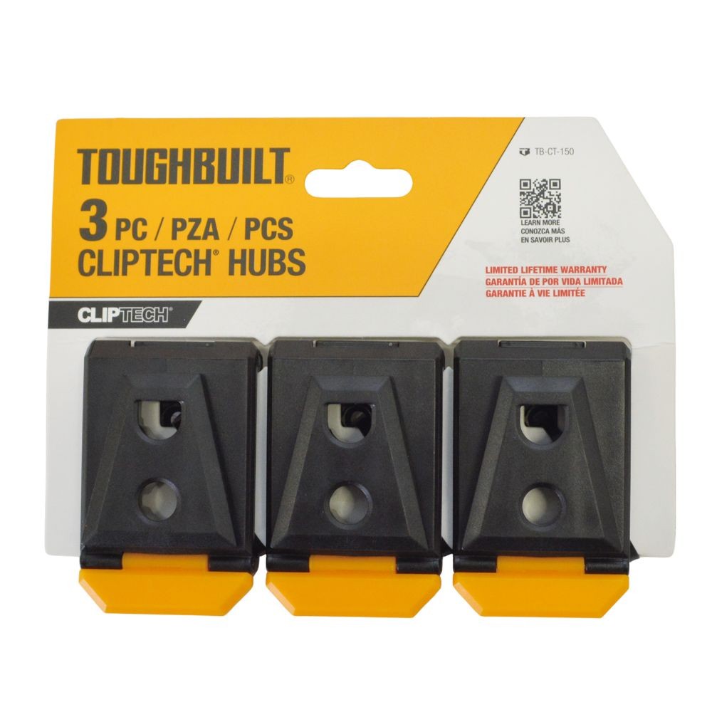 TOUGHBUILT（タフビルト）　ClipTechハブ　3個セット　TB-CT-150, 黒, TB-CT-150