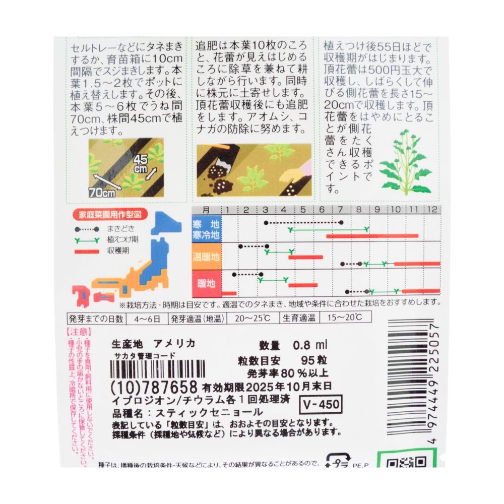 サカタ　茎ブロッコリー　スティックセニョール, 茎ブロッコリー, 0.8ml