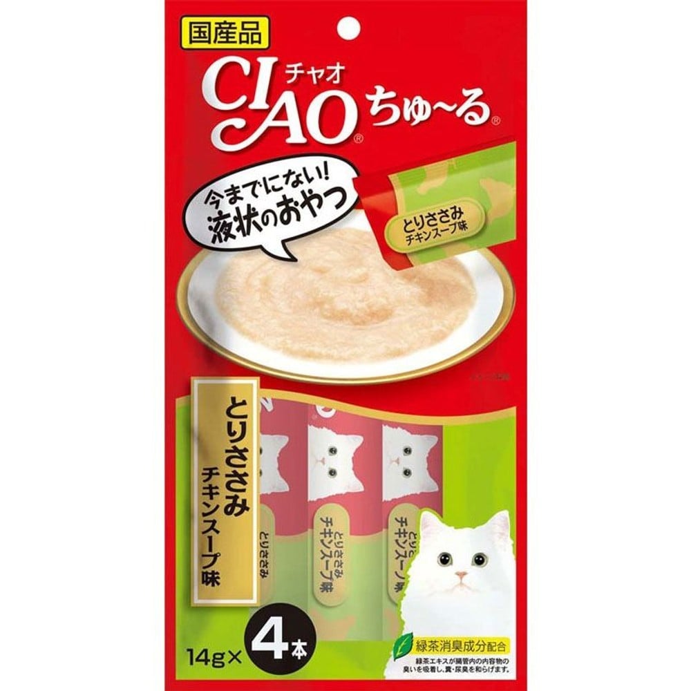 チャオ　ちゅ〜る　鶏ささみチキンスープ　14ｇ&times;4, とりささみチキンスープ, 14g&times;4本