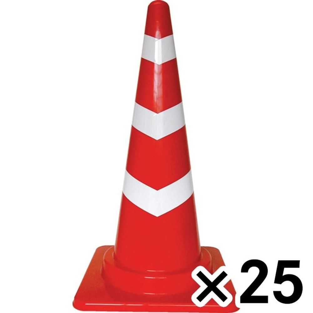 サンコー 軽量スコッチコーン　700Ｈ　赤／白 &times;25個セット【メーカー直送・代引不可】【法人限定】, レッド, 25P