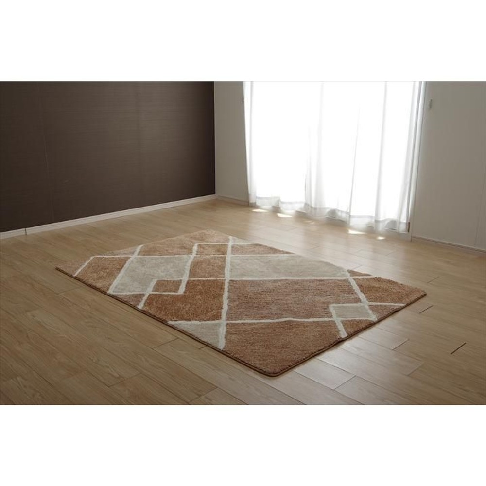 イケヒコ ラグ カーペット 1.5畳 北欧柄 滑り止め付き ネイビー 約140&times;200cm  ネイビー 【メーカー直送・代引不可】, ネイビー, 140&times;200cm