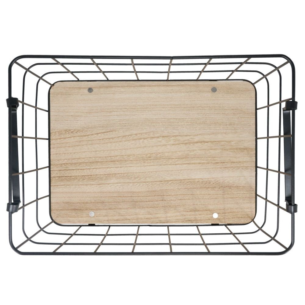 木底ワイヤーバスケット　Ｌ, ブラック, Lサイズ