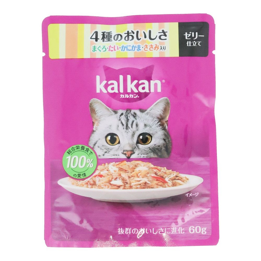 カルカンパウチ　４種のおいしさ　鮪・鯛・かにかま・ささみ, ４種のおいしさ, 60g