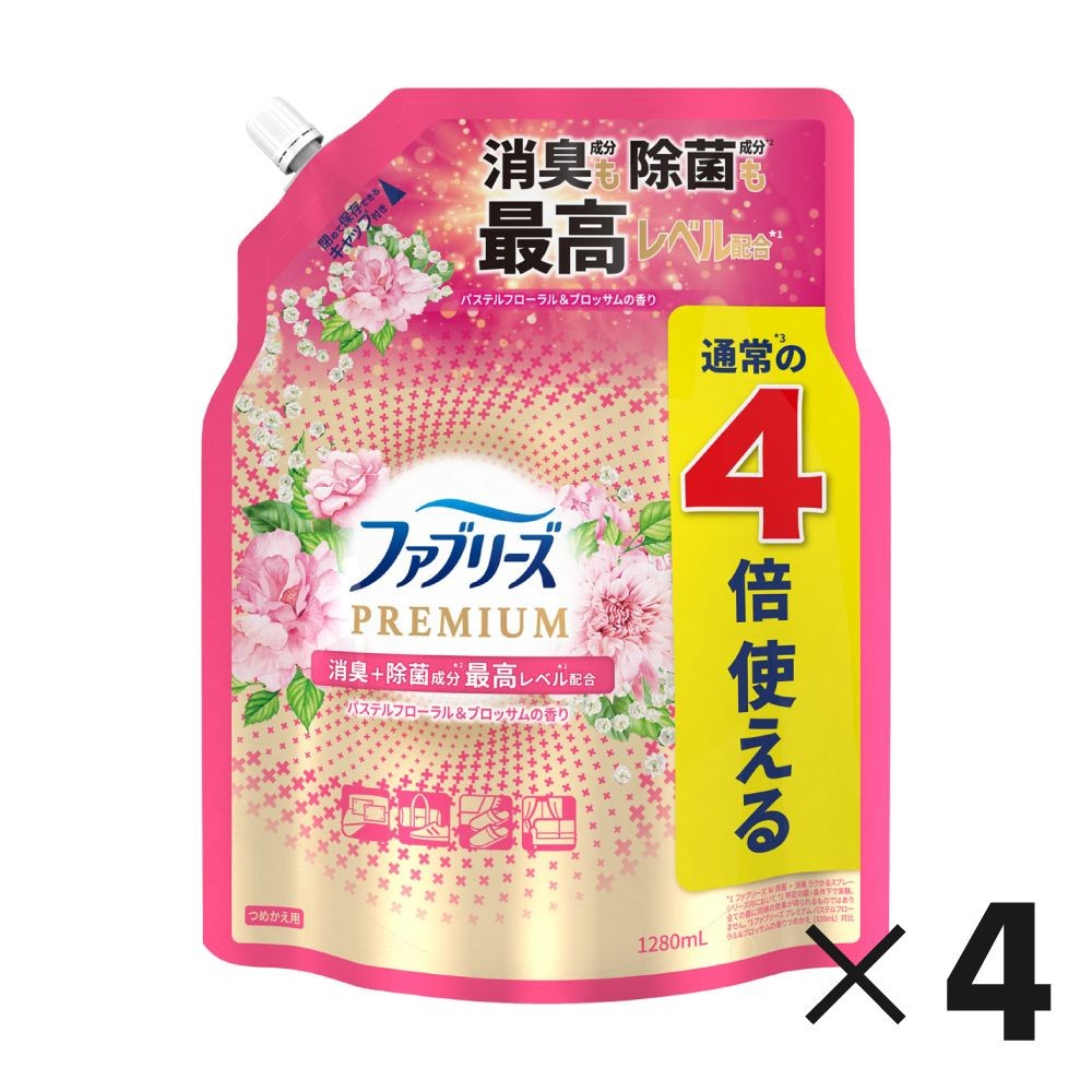 【数量限定】ファブリーズプレミアム　パステルＦ＆ブロッサム替え４回分   4個セット, パステルフローラル＆ブロッサム, 1280ml
