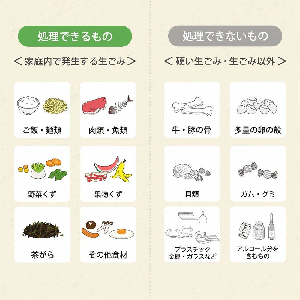 生ごみ処理機 生ごみ乾燥機 (乾燥 粉砕 脱臭 ニオイ軽減) 静音設計 2.6L コンパクト, ホワイト, 2.6L