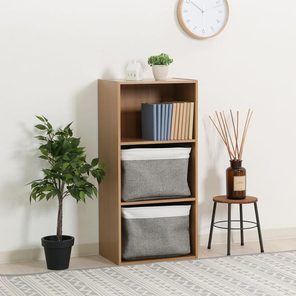 カラーボックス　3段【メーカー直送・代引不可】, ブラウン, 3段