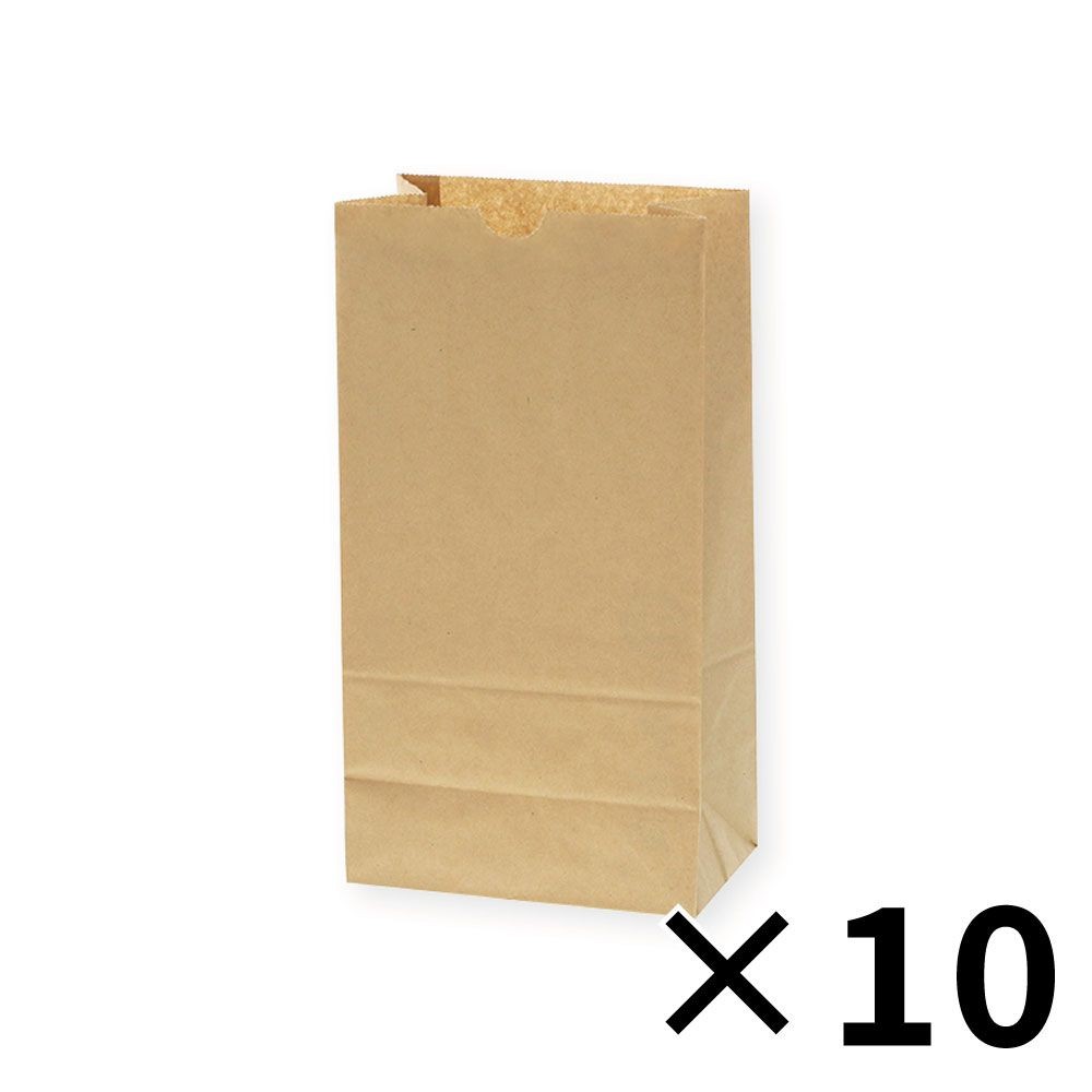 【10個セット】HEIKO 紙袋 角底袋 No.6 未晒無地 100枚/袋 クラフト シモジマ 【メーカー直送・代引不可】, 無地, 4010600