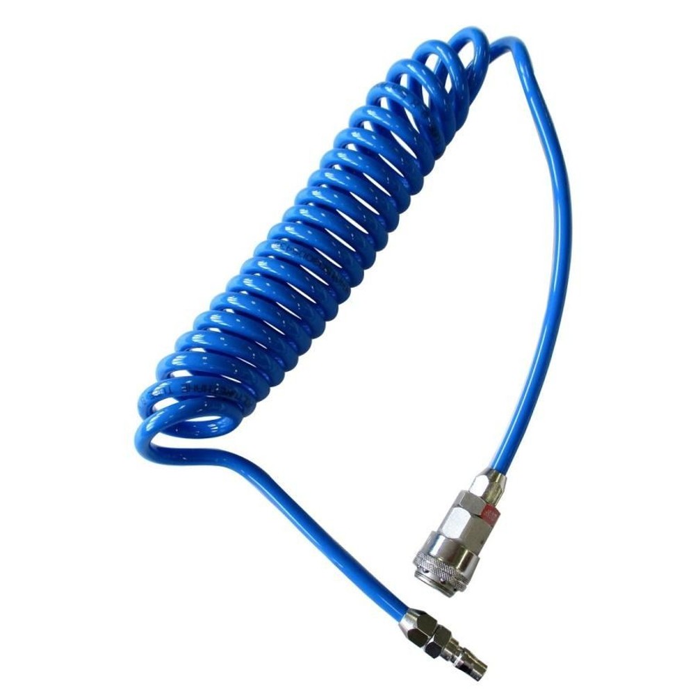 コイルエアーホース ワンタッチカプラ付 5ｍ 内径5mm&times;外径8mm GT5080-5, ブルー, 5m