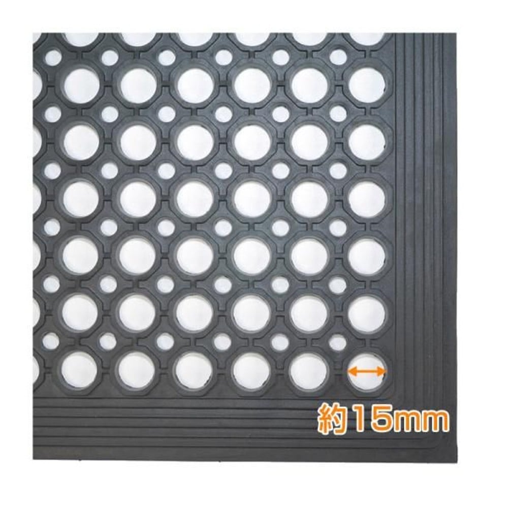 スベリ止め穴あきゴムマット約295ｘ900ｘ12ミリ, ブラック, 幅900&times;奥行295&times;高さ12mm