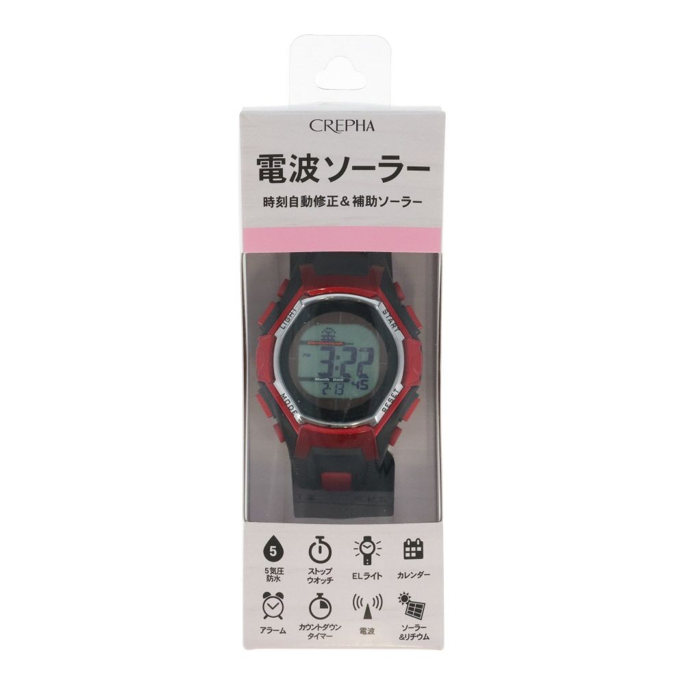 フォルミア　電波ソーラー腕時計, レッド, メンズ