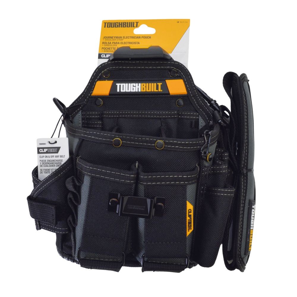 TOUGHBUILT（タフビルト）　電工ポーチ　ショルダーストラップ付　TB-CT-114, 黒, TB-CT-114