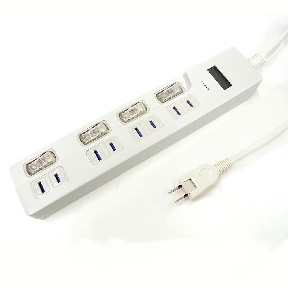 【在庫限り】電力の使い過ぎを警報音と液晶点滅でお知らせするタップ, ホワイト, 15A