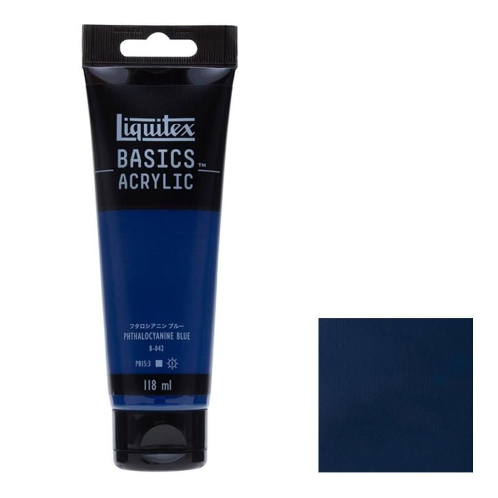 アクリル絵具Liquitex リキテックス ベーシックス フタロシアニンブルー B-042  単一顔料 118ml チューブ, B-042 フタロシアニンブルー, その他サイズ１