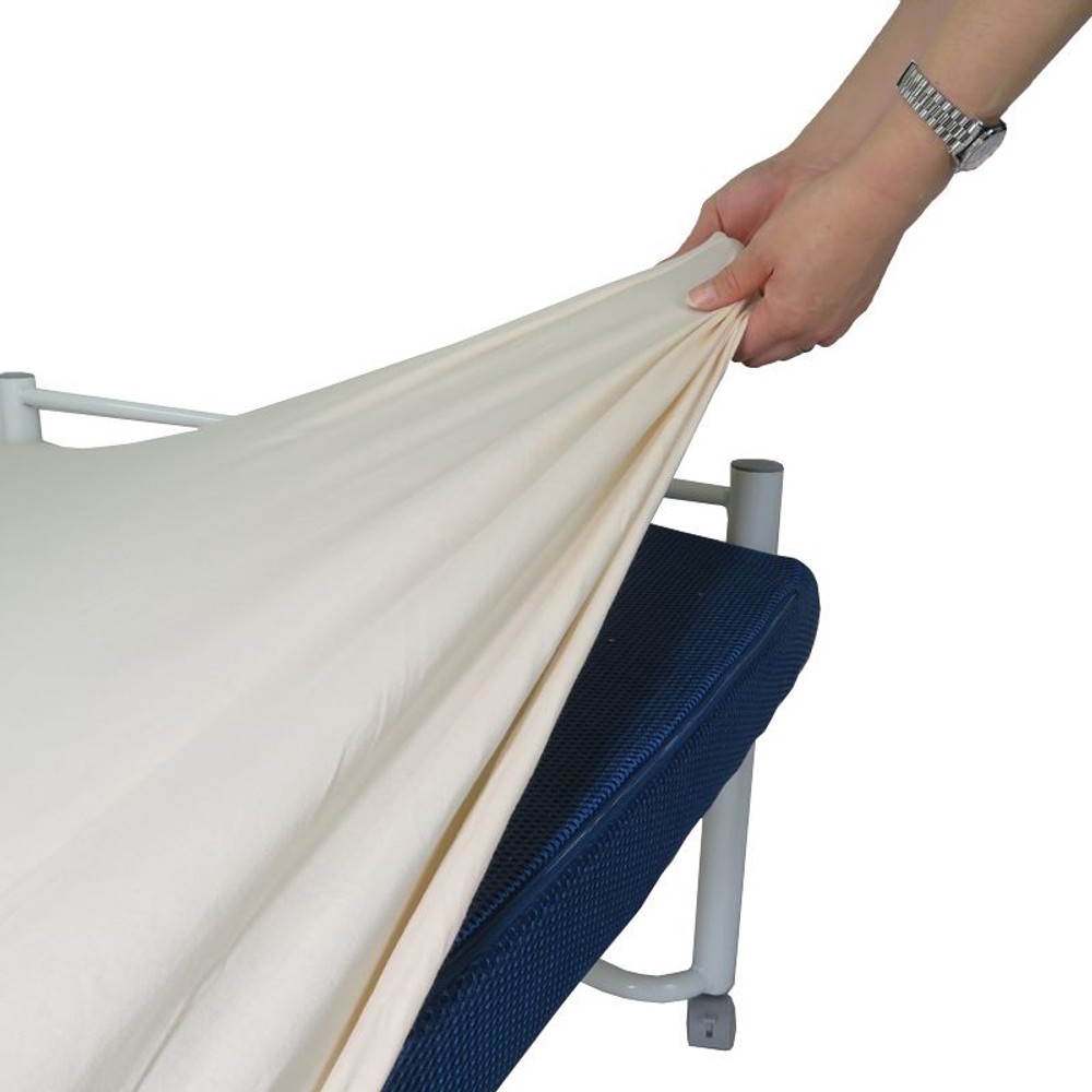 簡単脱着のびるニット地のぴったりシーツ　セミダブル・ダブル兼用, ブルー, セミダブル・ダブル兼用