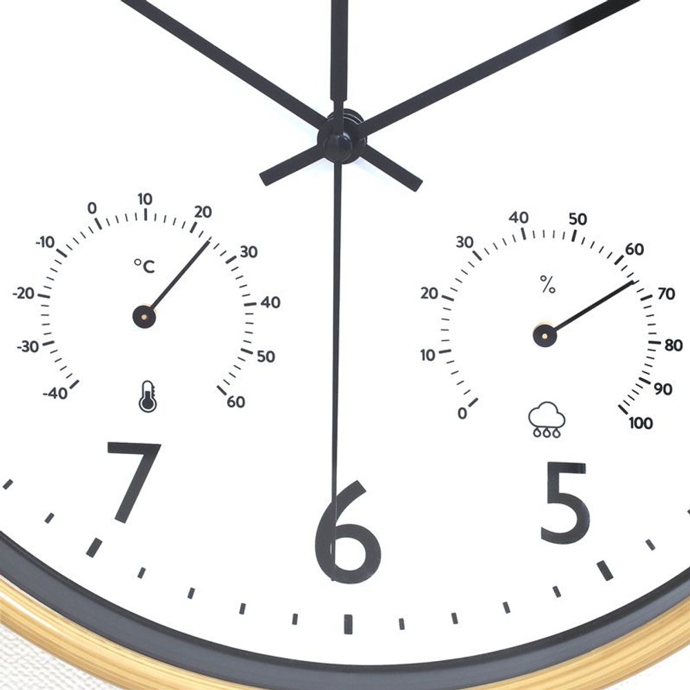 掛時計　温湿度計付　ミエル　25cm, ナチュラル, 25cm
